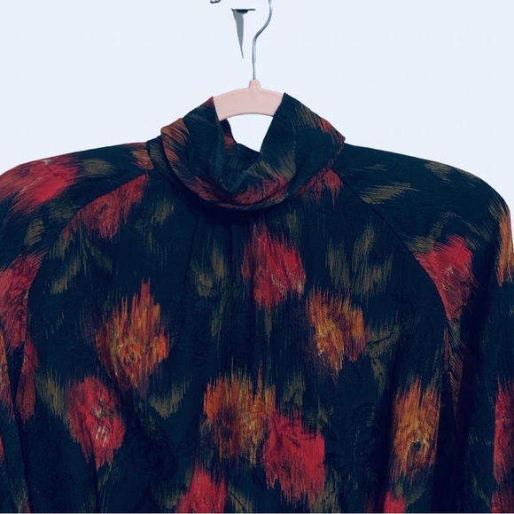 VINTAGE 80’S UNGARO TER WATERCOLOR SILK BLOUSE STATEMENT BILLOWING ABSTRACT TOP - Picture 9 of 13